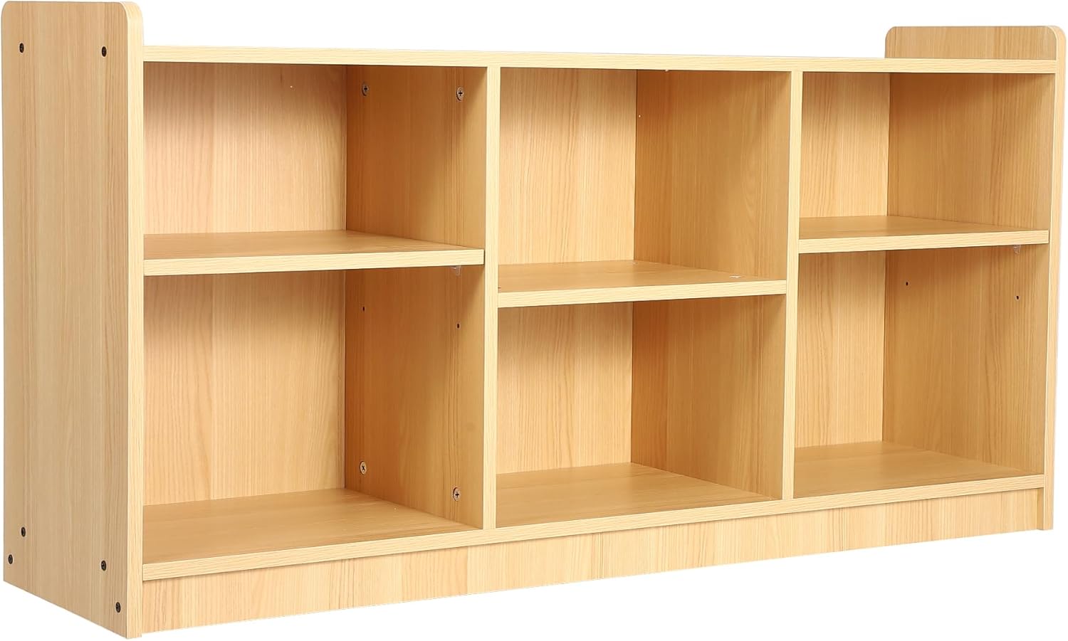 Garvee Montessori Shelf, 6 Compartment Toy & Book Organizer with Adjustable Dividers, Natural Finish Kids' Bookcase for Playrooms & Classrooms