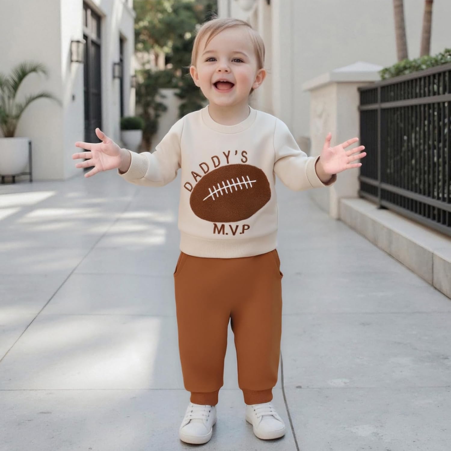 Toddler Baby Boy Girl Football Outfit Long Sleeve Sweatshirt Jogger Pants Rugby Game Day Infant Fall Winter Clothes - Image 3