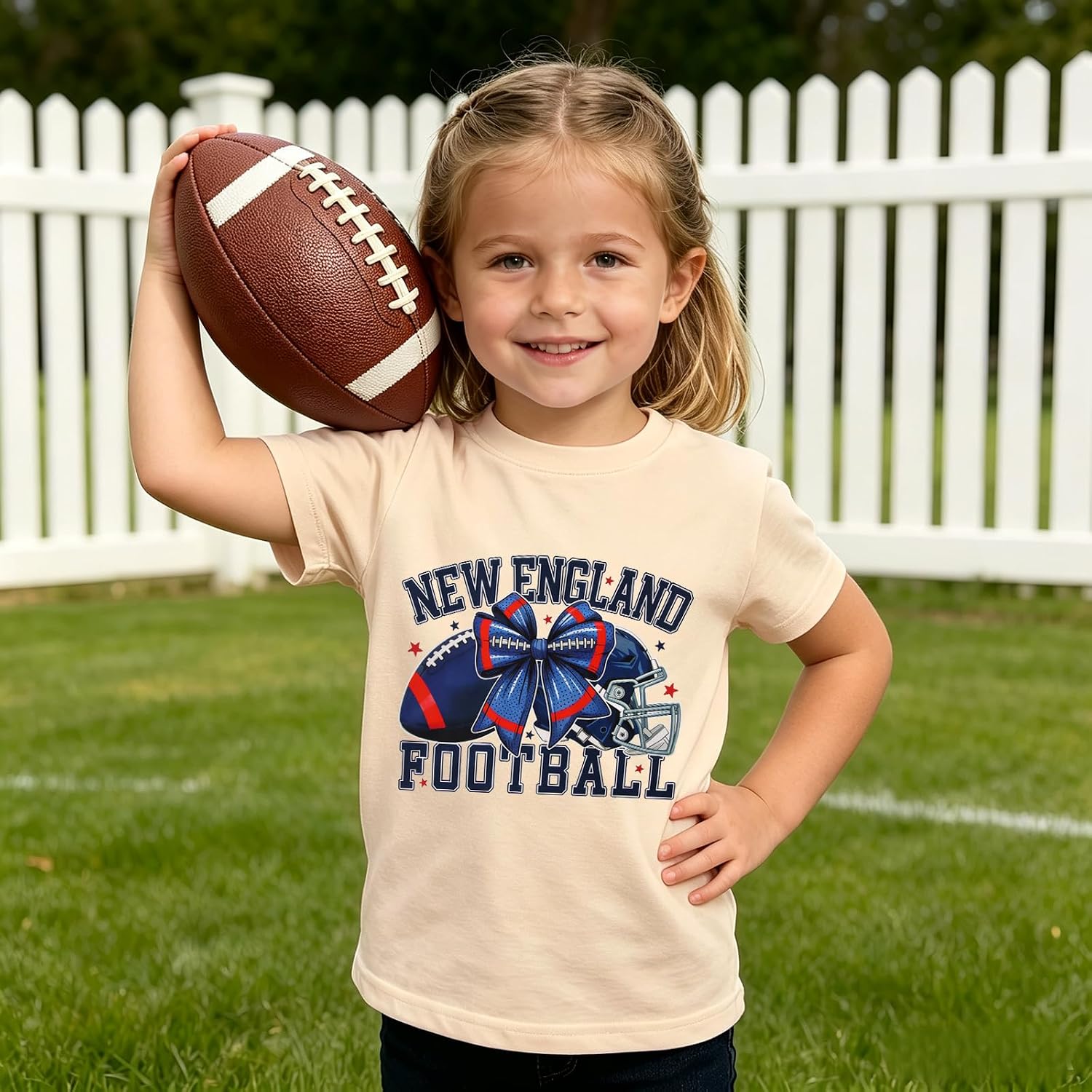 CM C&M WODRO Football Shirts for Toddler Girl Football Team T-Shirt Short Sleeve Kids Game Day Outfit Sports Fans Tee Tops