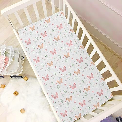 Miniatura 5 de Cartoon Butterflies Crib Sheets - Stretchy Fitted Crib Sheets for Boys Girls, Unisex Cozy Baby Crib Sheet 27 x 39 x 5 Inches
