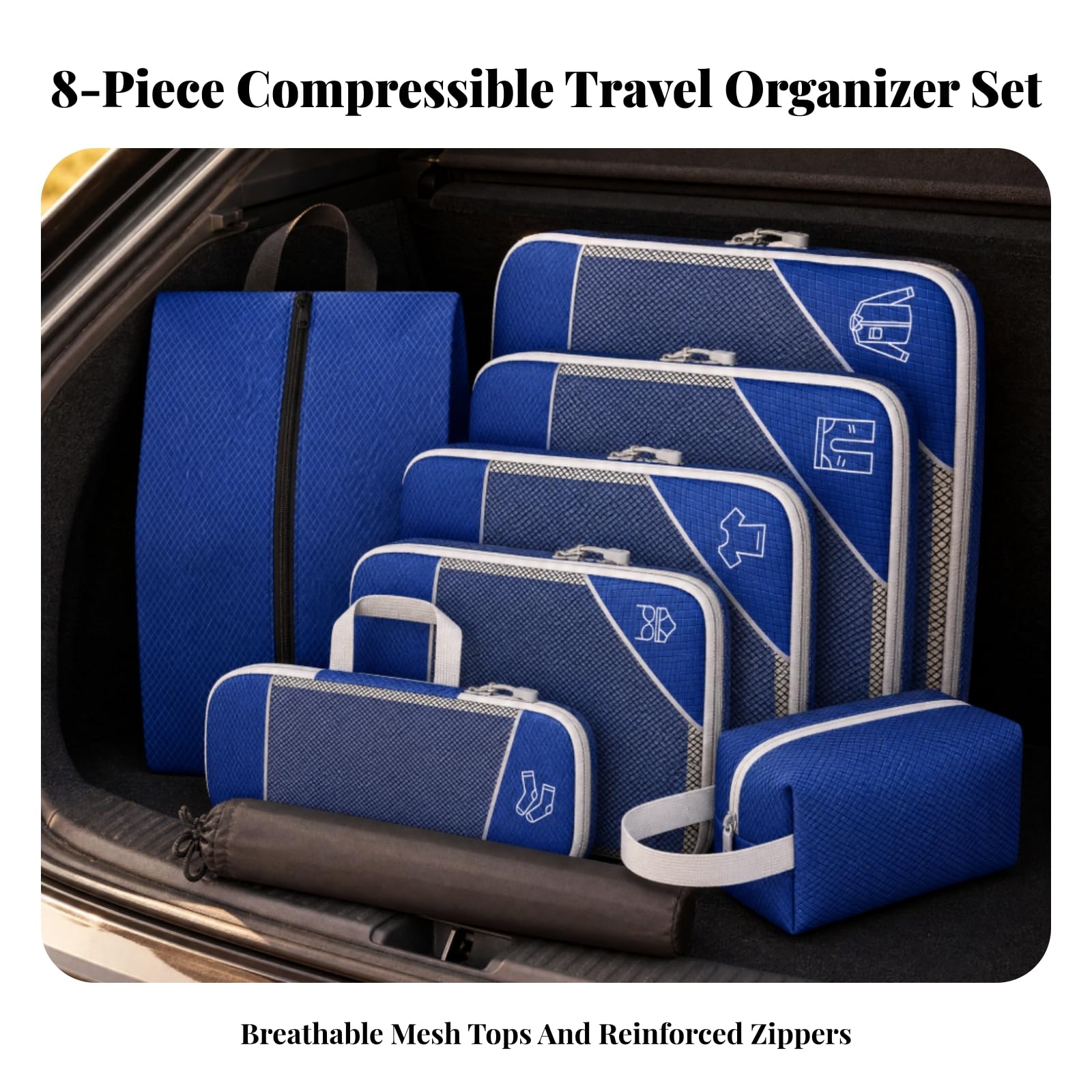 perfeclan 8 Piezas Organizador Viaje Nailon Portátil Organizador Viaje con Compartimentos con Cremallera Resisn Bolsa Organizadora Cremallera, Verde
