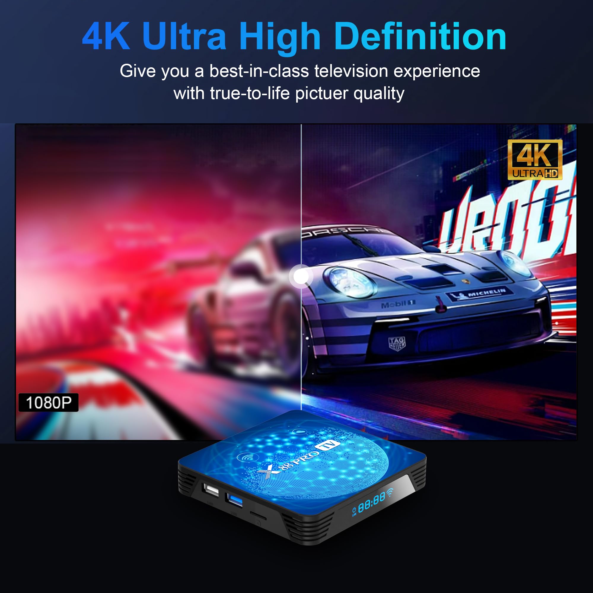 Android 11.0 TV Box, RK3318 Quad-Core4GB RAM 32GB ROM, 4K HD 2.0 | Dual-Band WiFi BT 5.0, USB3.0 Smart TV Box