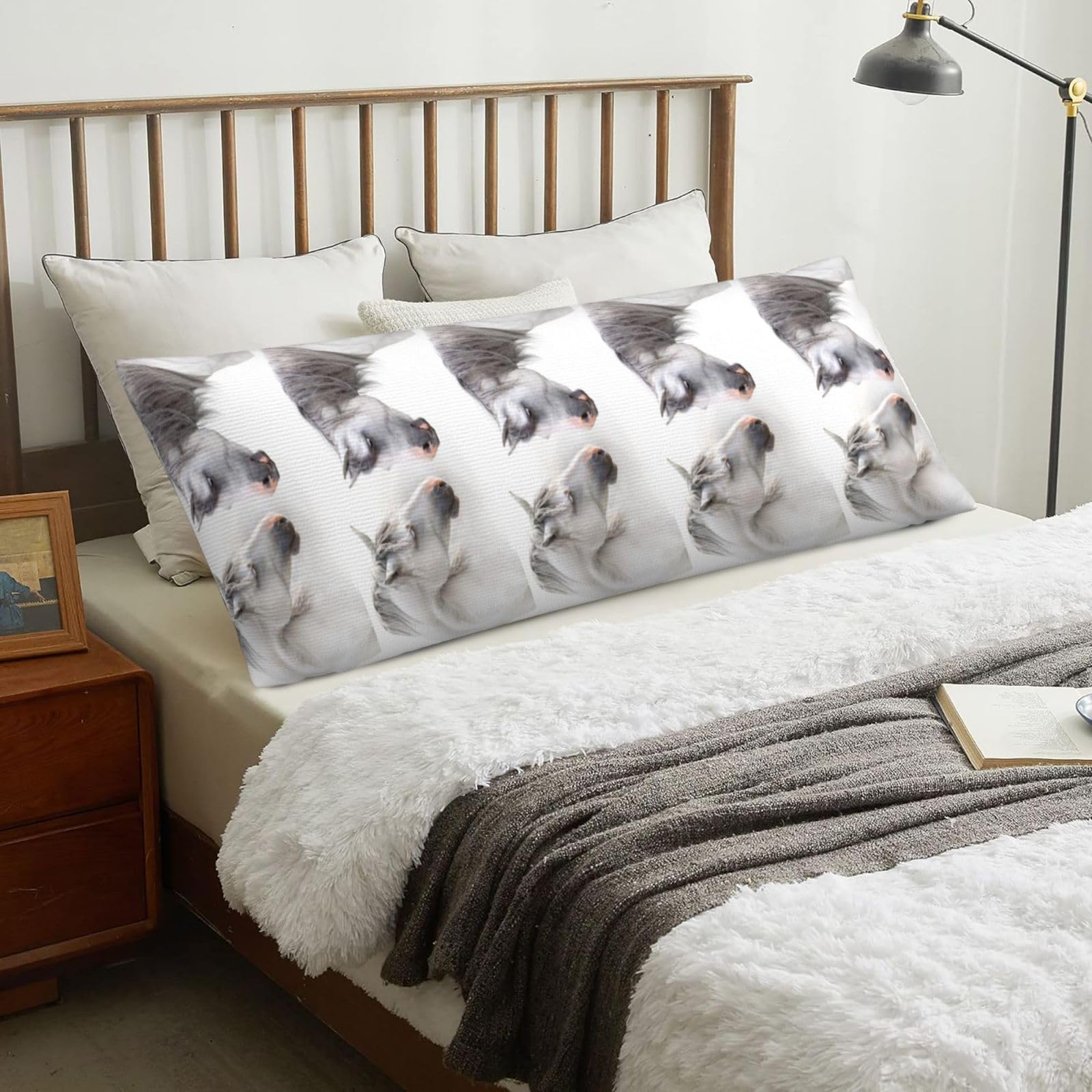White Horses, Body Pillow Cover with Zipper,Long Body Pillowcase 20 x 60 in