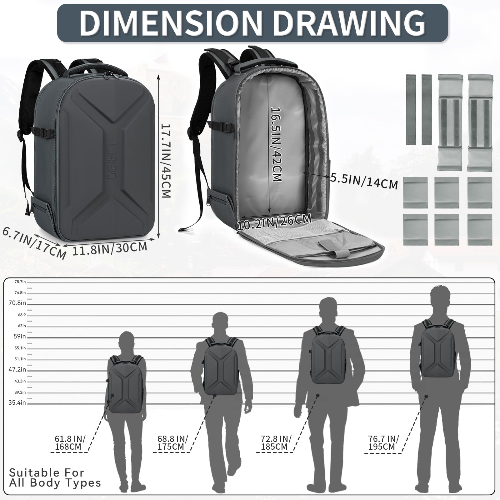 Mochila rígida para cámara, bolsa para cámara de fotografía, resistente al agua, antigolpes, con soporte para trípode y compartimento para laptop de 15.6 pulgadas, compatible con Canon/Nikon