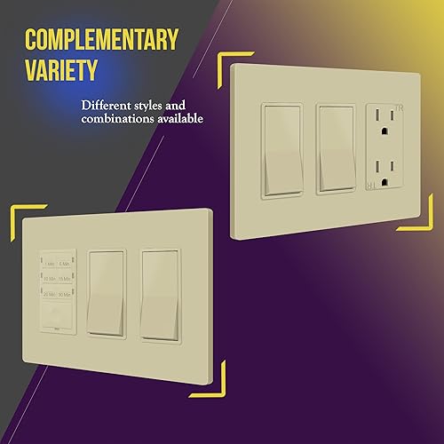 Miniatura 333 de ENERLITES SI8834-BK - Placa de pared decorativa sin tornillos, cubierta de enchufe segura, 4 entradas, 4.68 x 8.30 pulgadas (alto x largo), Negro