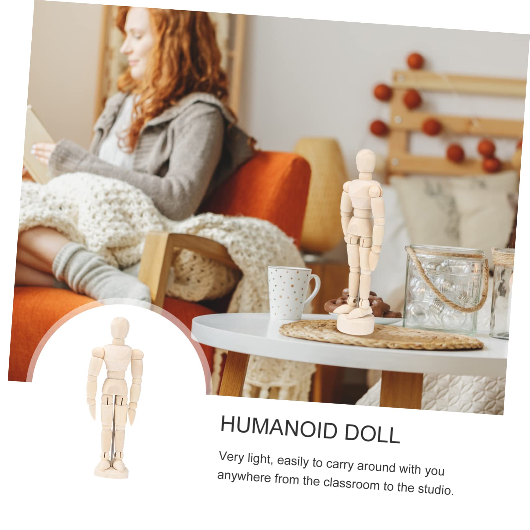 SEWACC 9pièces Mannequin Articulé pour Artistes Modèles De Dessin Et Décoration De Bureau Beige