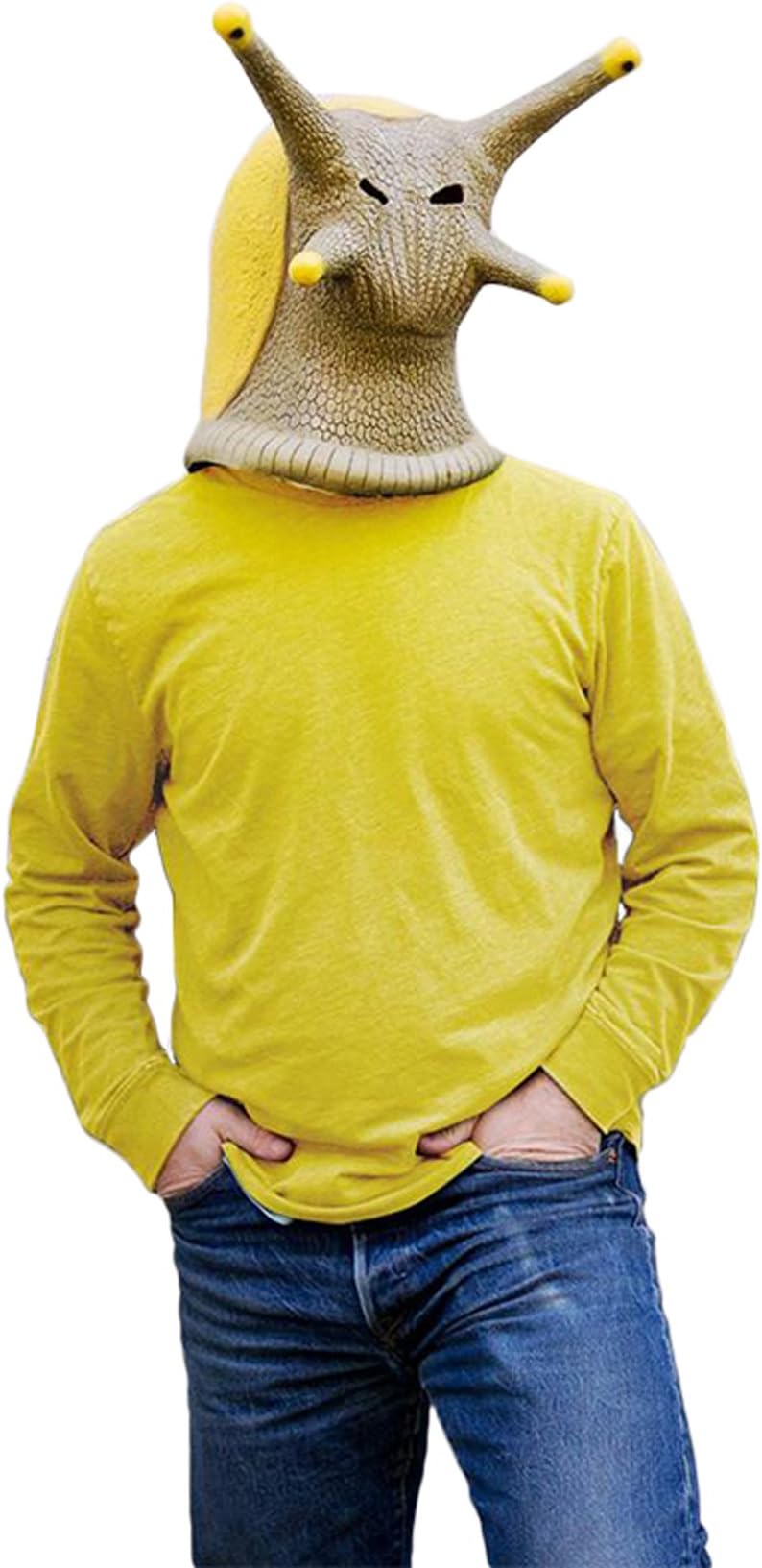 Halloween Animal Latex Masks Banana Slug Snail Adult Costume Full Face Mask Cosplay Props, Yellow, Large
