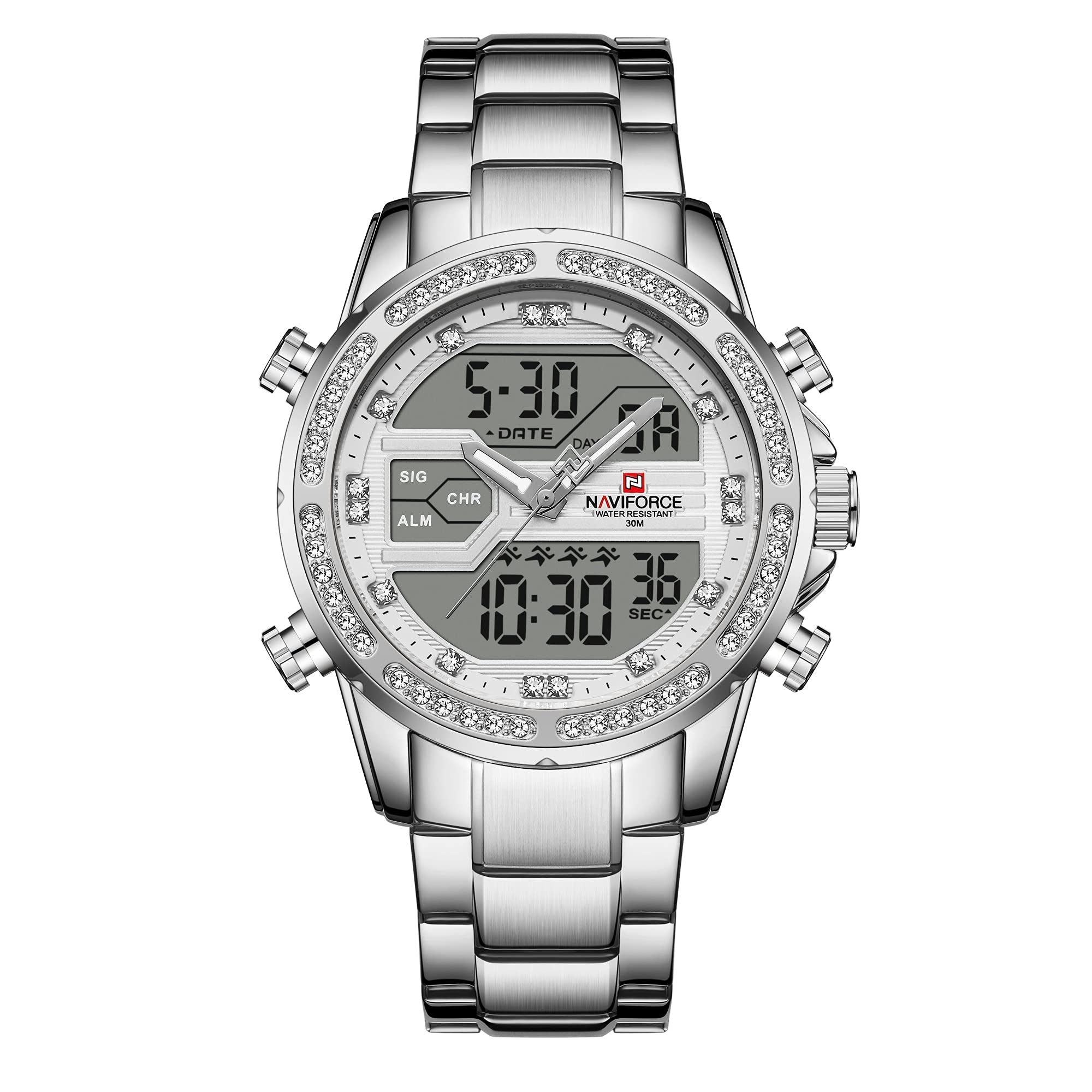NAVIFORCE NF9190-SILVER NF9190 Analog-Digital Watch - for Men (B01MSH50OZ) Amazon Price History, Amazon Price Tracker