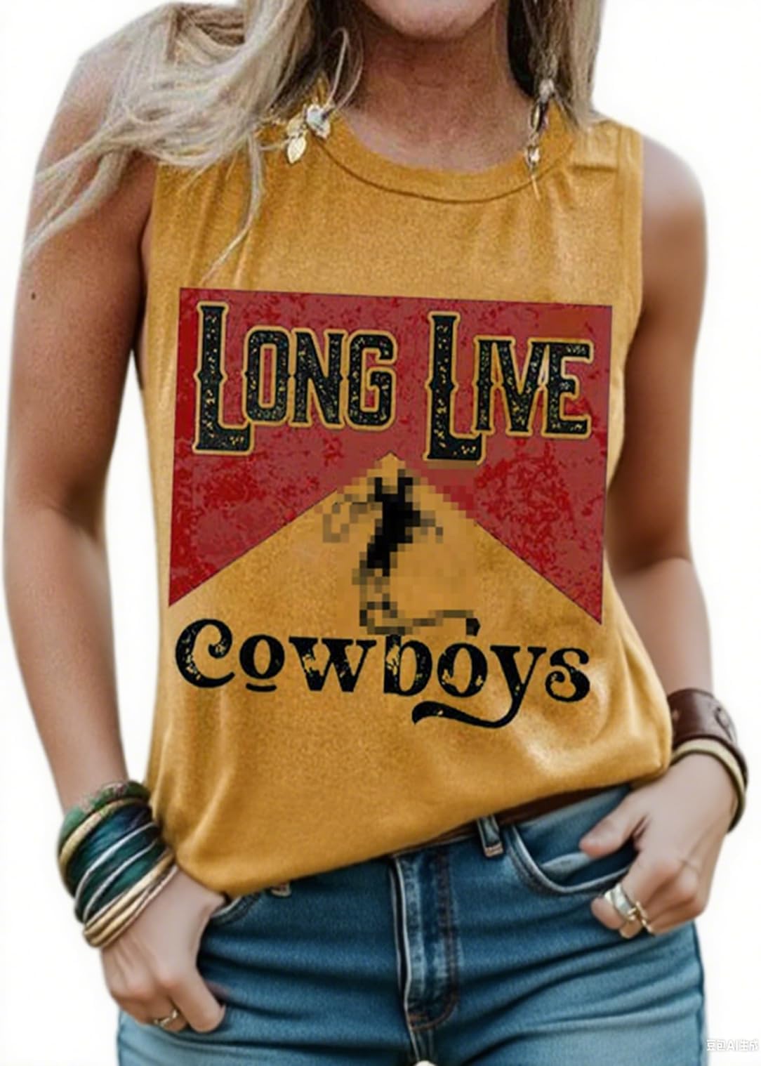 VKEGNIO Long Live Cowboys Tank Shirt Women Casual Sleeveless Vintage Country Music Shirt Funny Letter Print Graphic Tank Vest