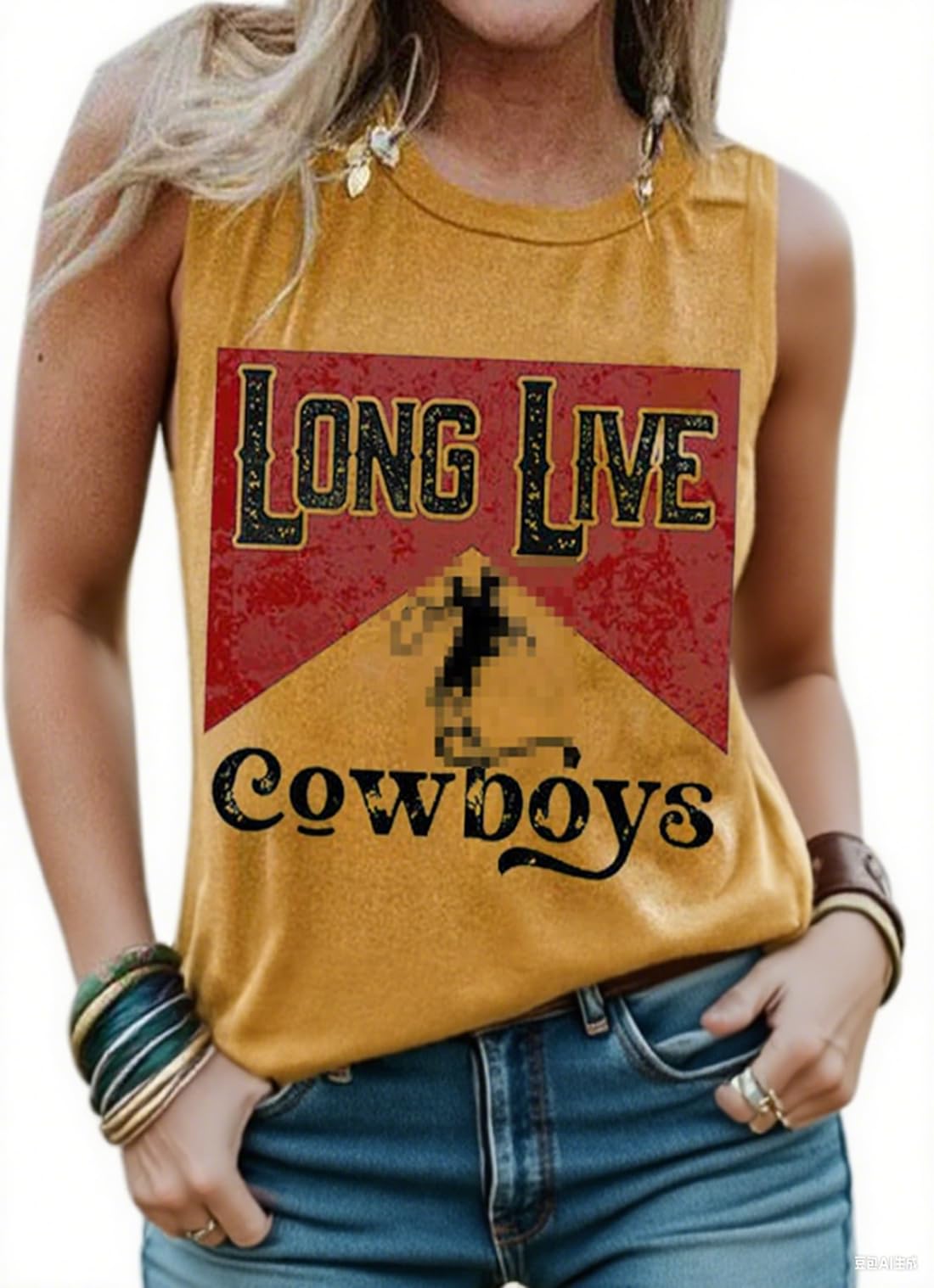 VKEGNIO Long Live Cowboys Tank Shirt Women Casual Sleeveless Vintage Country Music Shirt Funny Letter Print Graphic Tank Vest