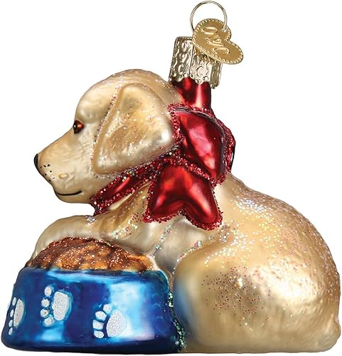 Miniatura 3 de Old World Christmas Adornos Labrador Pup Vidrio Soplado Adornos para Árbol de Navidad (12458)