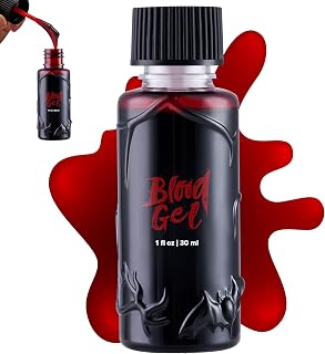 Spooktacular Creations Halloween Fake Blood Gel, 1 oz sfx Makeup Blood, Stage Blood Bottle, Prank Dripping Blood Paint, Washable Fake Blood for Clothes, Zombie, Vampire Cosplay & Dress Up