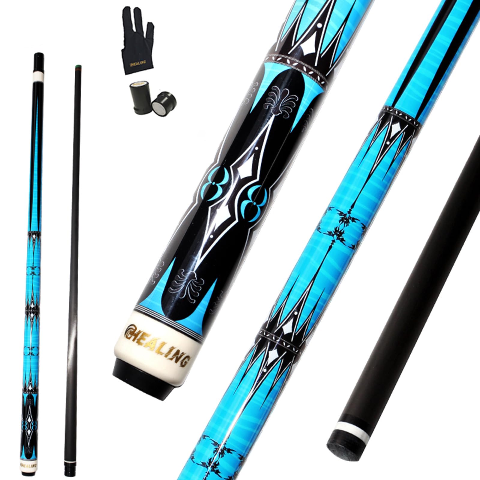 KHEALING Carbon Fiber Pool Cue with 11.8mm Head - Professional 1/2 58' Pool Cue with 8 Teeth Connector for Billiard Enthusiasts