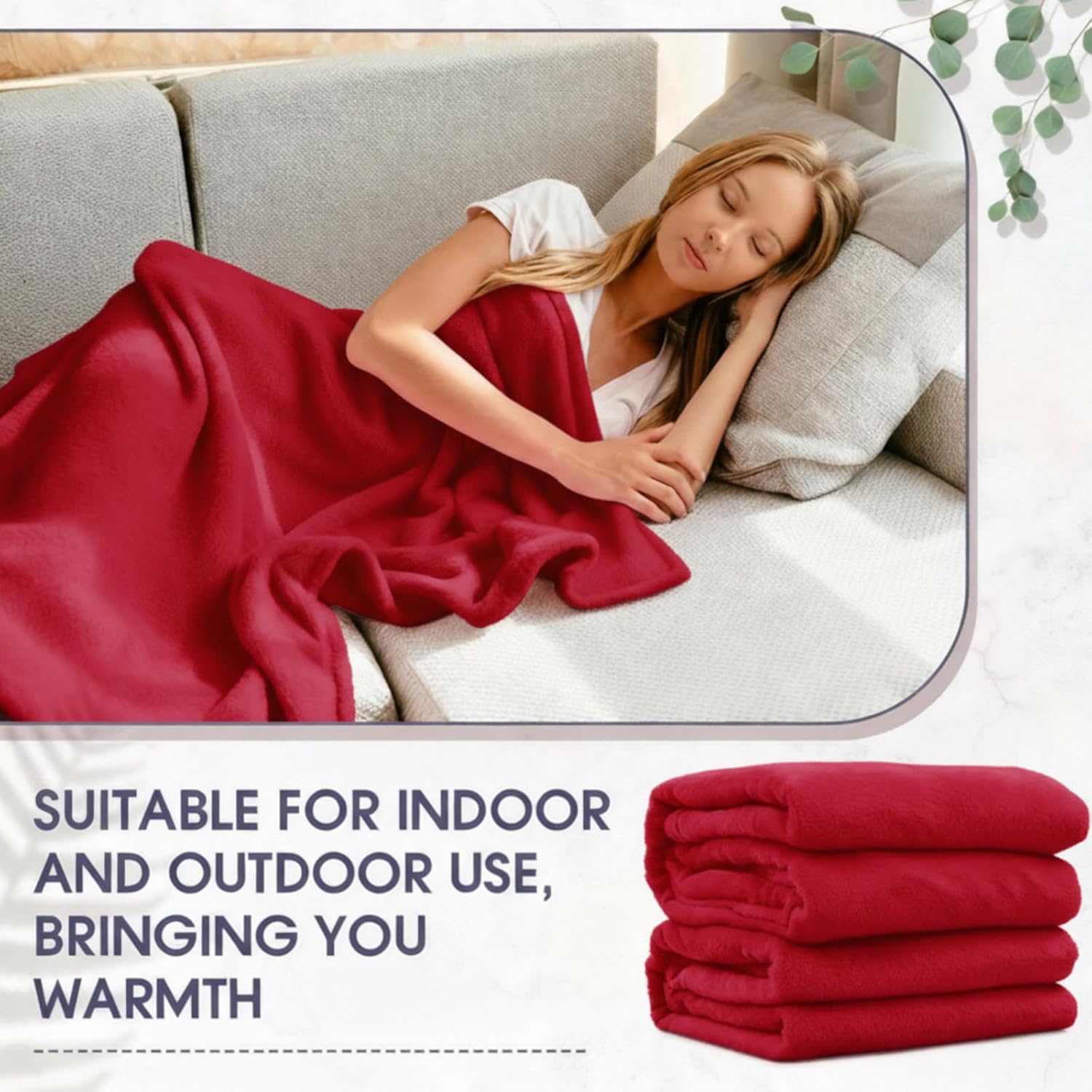 18 Pieces Throw Blankets Bulk 50 x 60 Inch Soft Warm Lightweight Fleece Flannel Blankets Bulk for Homeless Cold Weather Wedding Guests Gifts Home Couch Sofa Bed(Wine Red) - Image 3