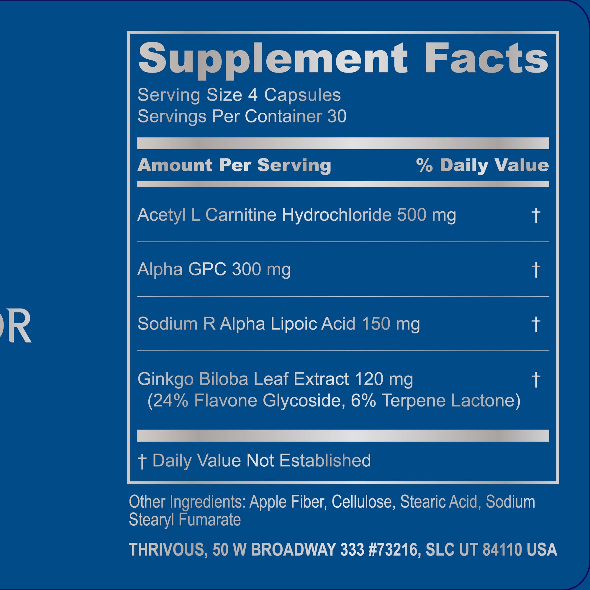 Thrivous Alpha Neuroprotector – Brain Support & Nootropic Supplement with Acetyl L-Carnitine, Alpha GPC, R-Alpha Lipoic Acid, Ginkgo Biloba – 120 Vegan Capsules — Amazon image 3
