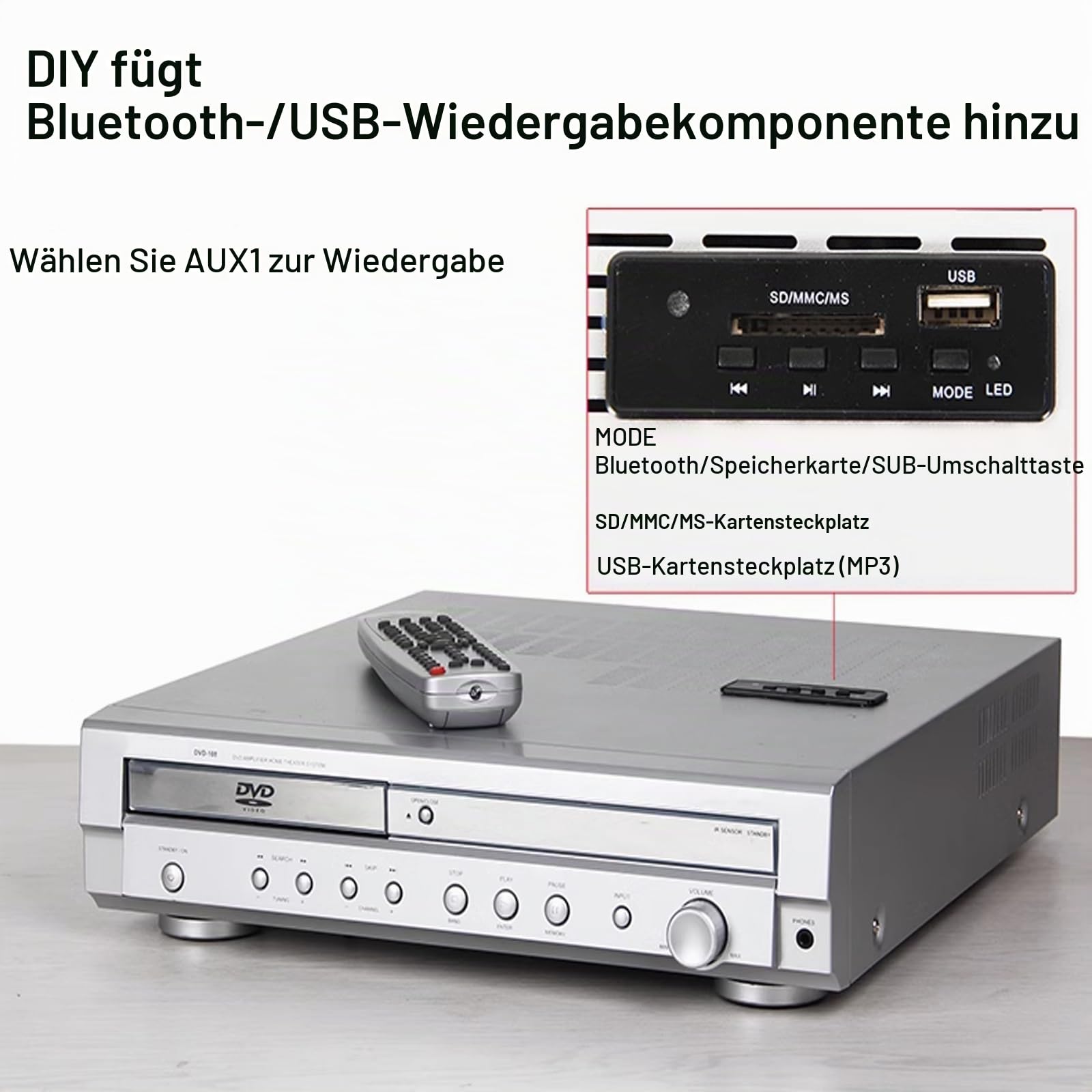 5.1 K Wireless Bluetooth Endstufe Home Audio Receiver mit Dual-Wave Radio Glasfaser Koaxialausgang CD DVD Player Fernbedienung für Enhanced Home Entertainment