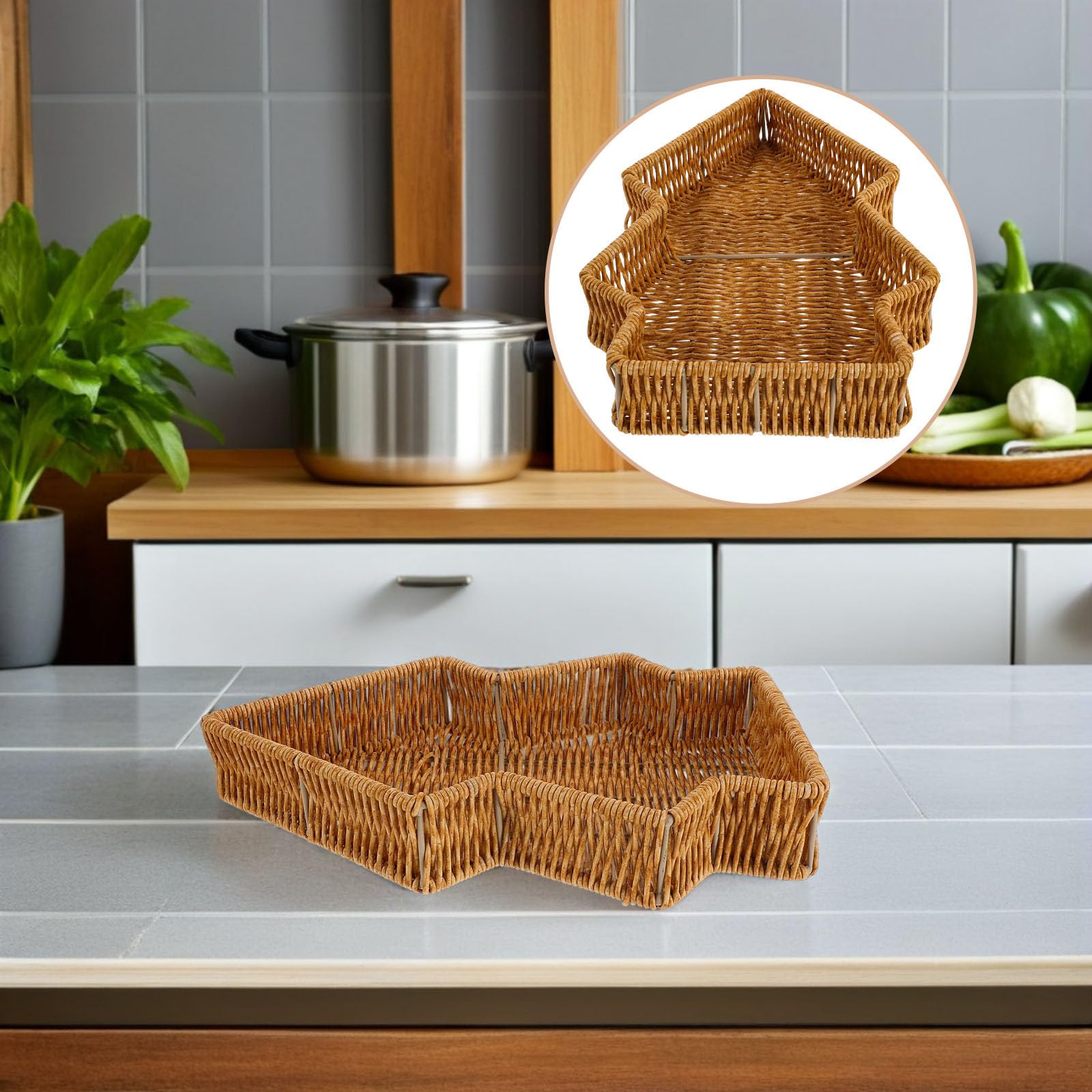 2 Pezzi Cesto per Pane Intrecciato in Vimini a Forma di Country, Leggero e Sicuro per Alimenti, per Feste e Eventi in Farmhouse