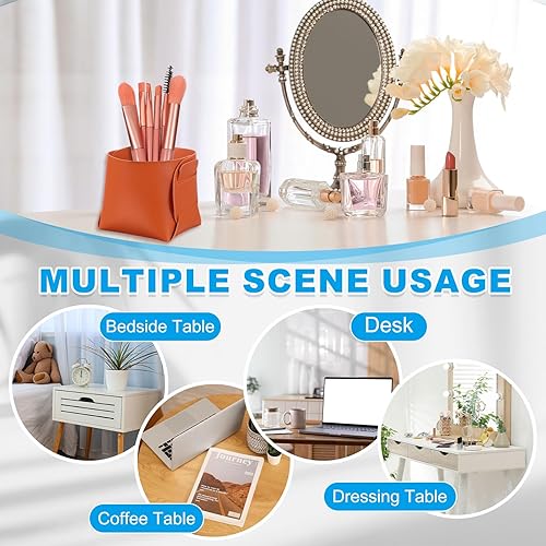 Miniatura 6 de PATIKIL 2Pack Leather Desk Organizer, Leather Pencil Pen Holder Jewelry Valet Tray Hair Accessories Organizer for Bedroom Drawer Office Key Wallet