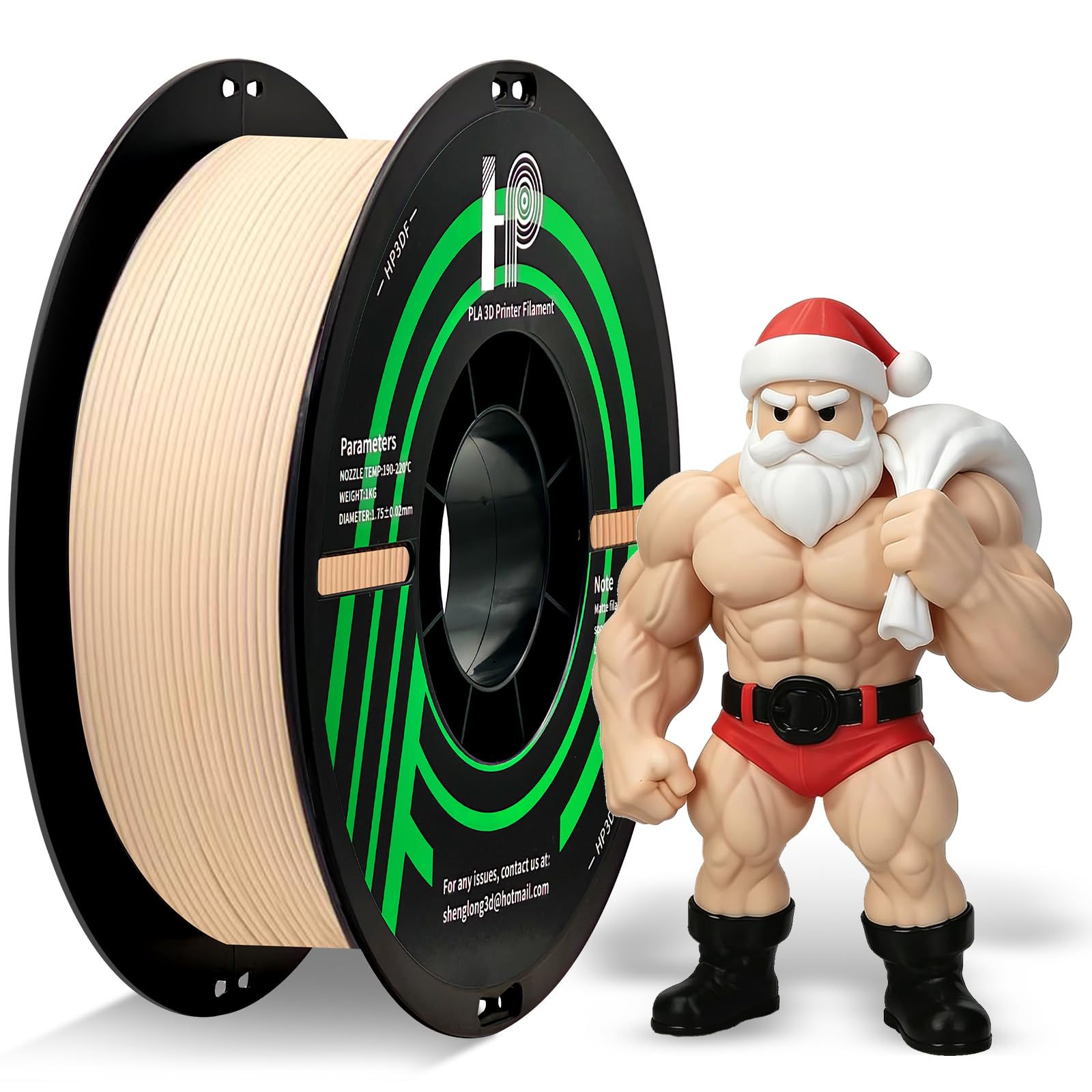 HP3DF PLA Filament, 3D Printer Filament, PLA Filament 1.75mm Dimensional Accuracy +/- 0.02mm, 1KG Spool (2.2 lbs), Fit Most FDM Printer (Skin Beige)