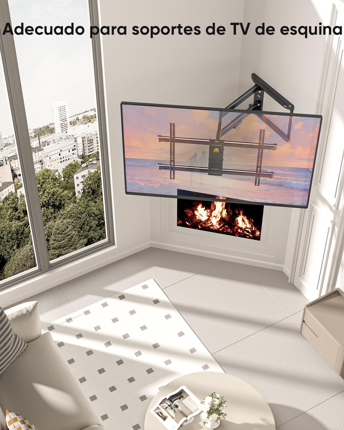 FORGING MOUNT Soporte TV Pared con Brazo Articulado Largo de 765mm para Pantallas de 37-75" de Planos/Curvos LCD/LED/OLED, hasta 45kg, Soporte Pared TV con Giratorio e Inclinable, Máx VESA 600x400mm