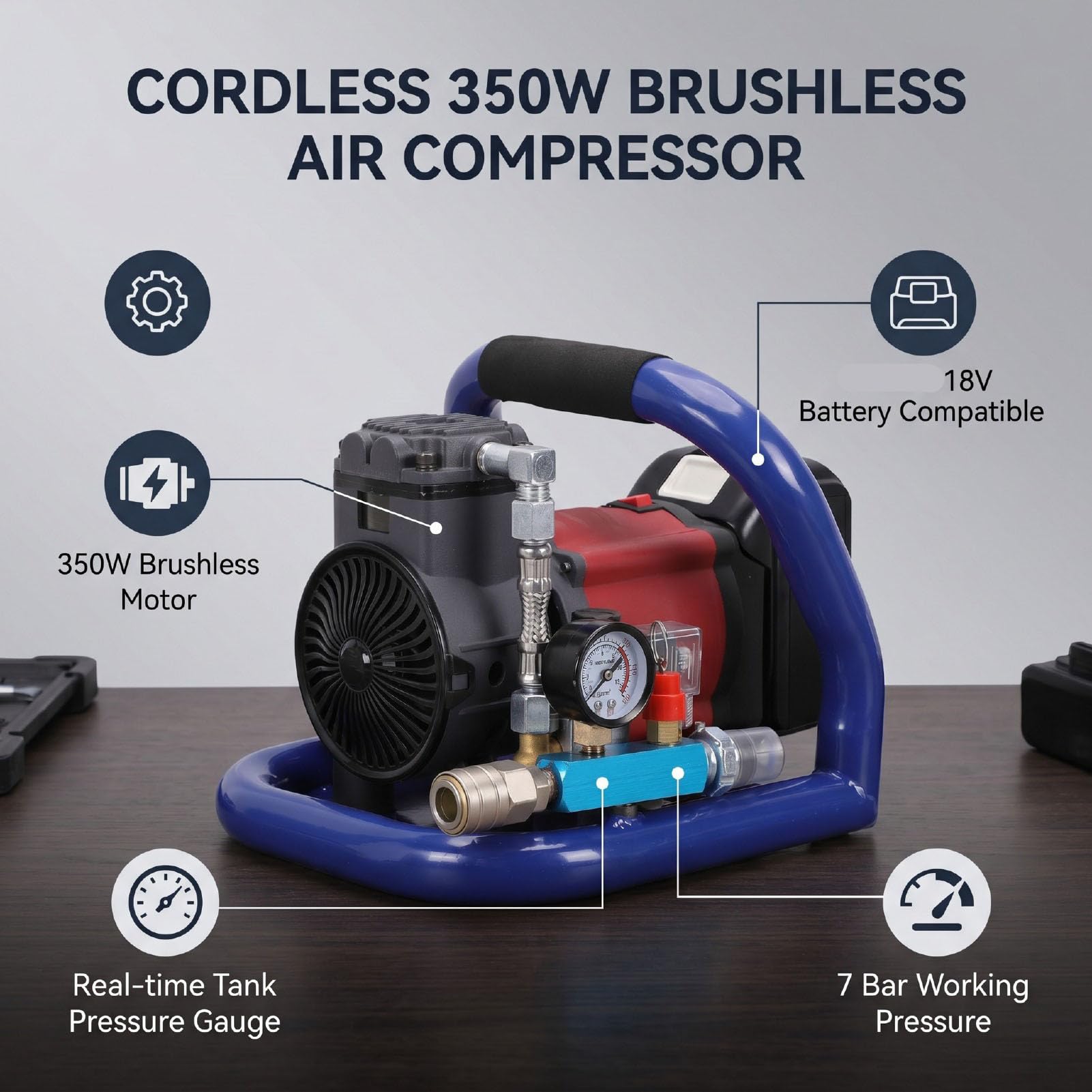 Luocute Compressore D'aria Senza Fili Motore Brushless da 350 W per