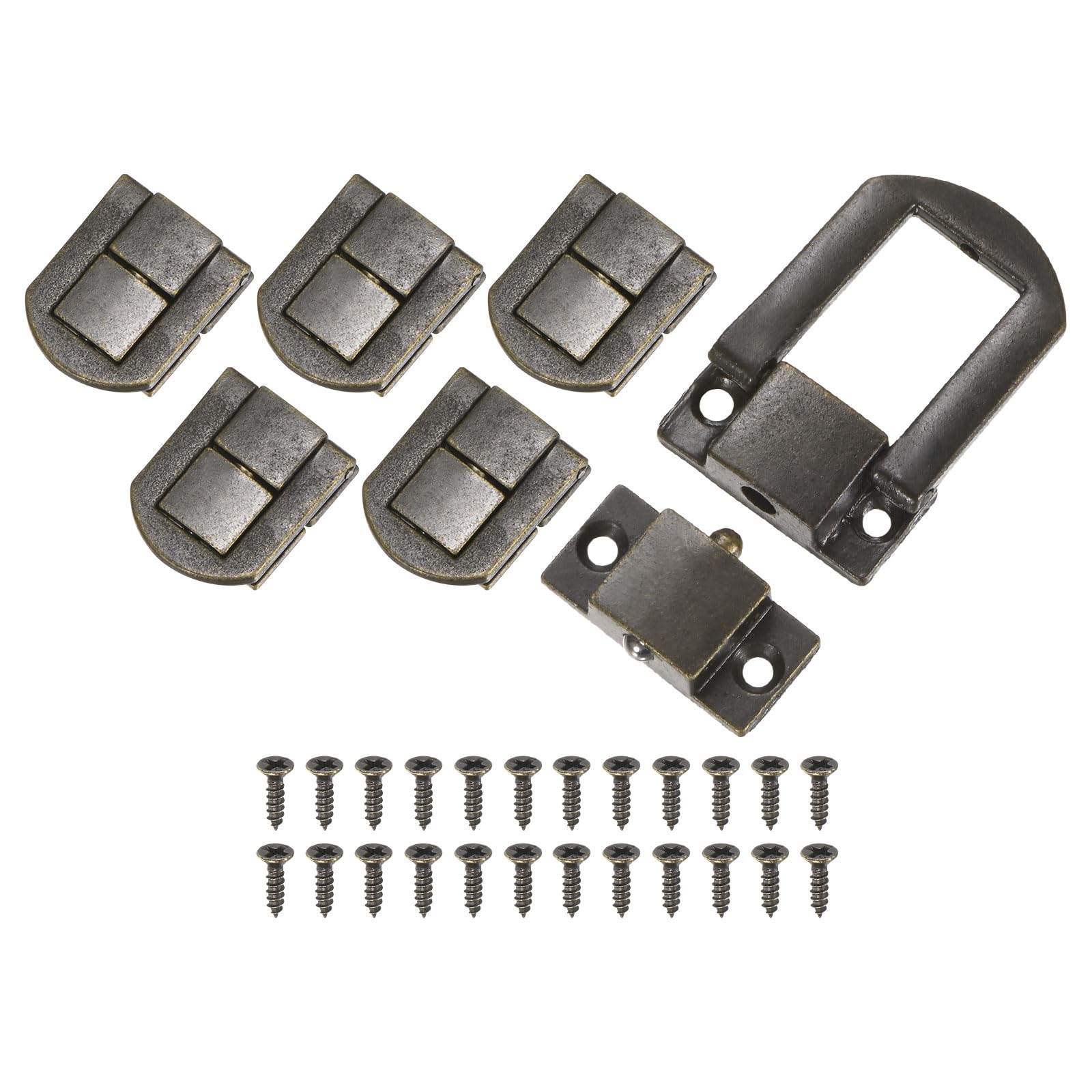 M METERXITY 6 Pack Toggle Catch Lock, 1 x 0.78 in Metal Hasp Latches Decorative Clasp with Screws for Jewelry Case/Wooden Boxes/Suitcase, Retro Style Clasp [Bronze]
