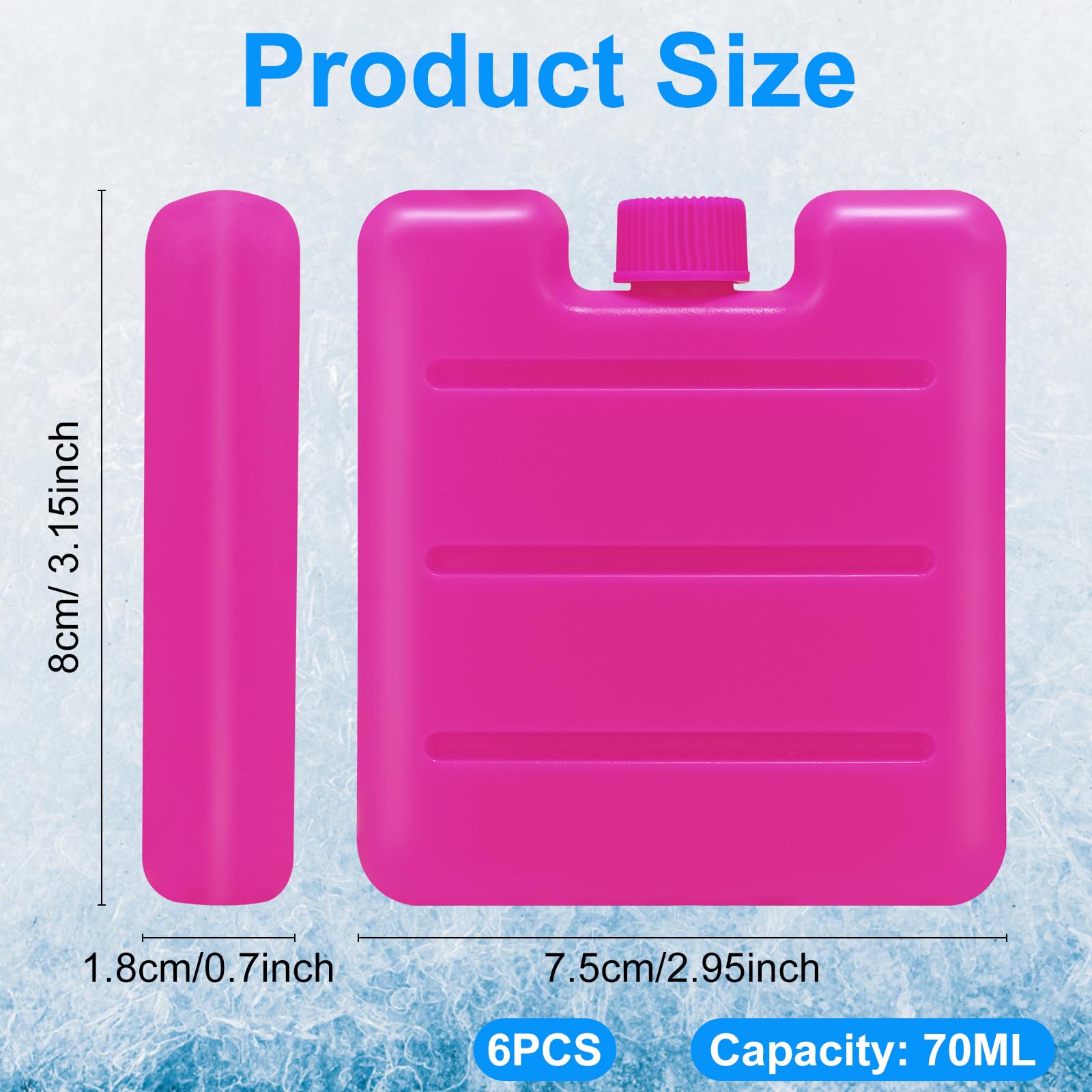 Piccolo Ghiaccioli per Borsa Frigo, 6 Pezzi Mini Siberini per Borsa Termica, Piatto Mattonelle Ghiaccio, Portatile Tavolette Ghiaccio per Picnic, Pesca, Viaggi, Campeggio
