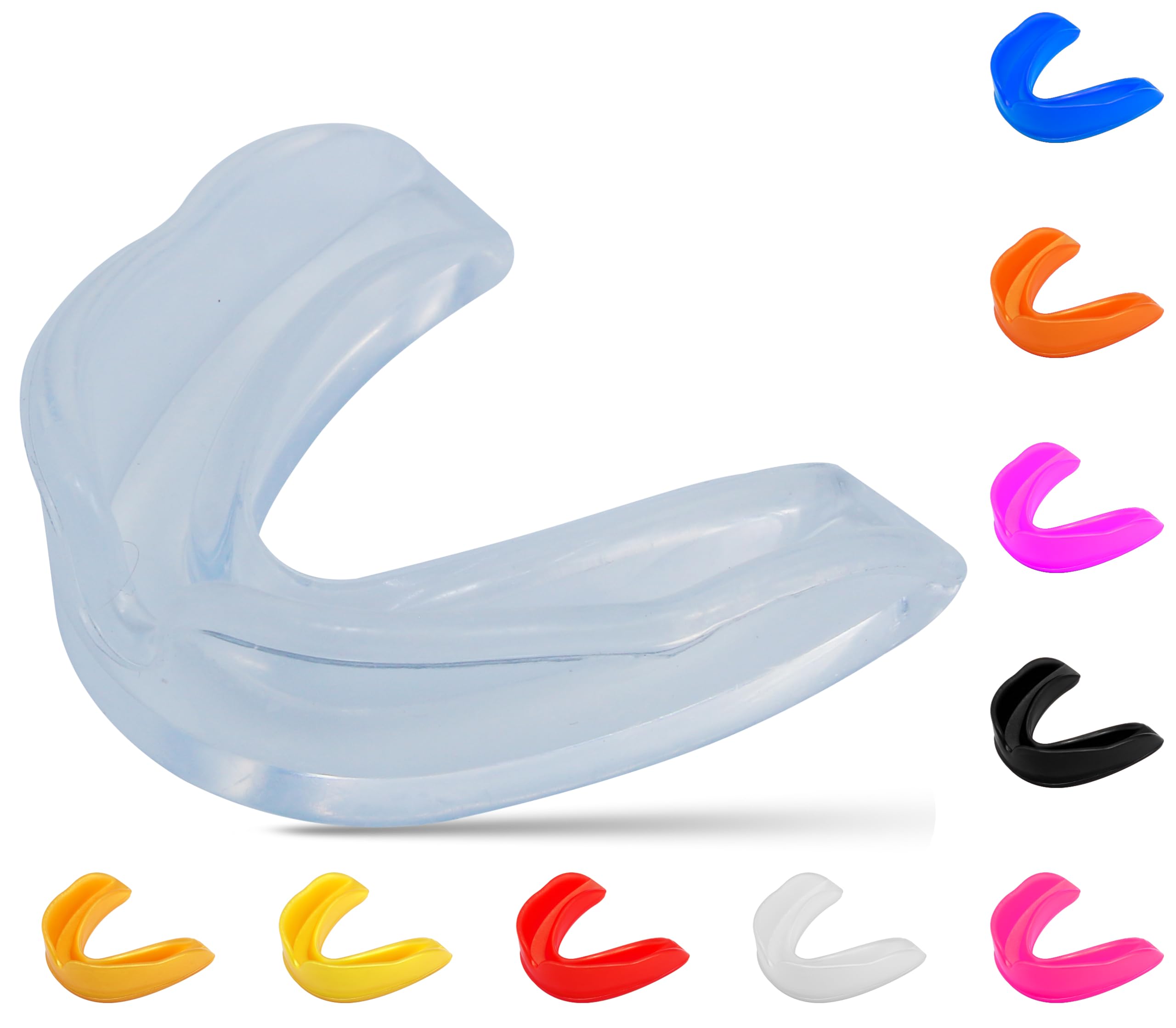 Transparent Kids Sports Mouthguard for Football, Boxing, Basketball & Martial Arts – Junior Athletic Gum Shield for Boys & Girls, Lightweight Shock Absorbing Youth Mouth Guard with Case Included Pack.