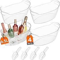 Lifewit 6.5L Ice Bucket 4-Pack for Parties, Shatterproof Portable Champagne Cooler Tub with Scoop, Holds 4-5 Wine Bottles