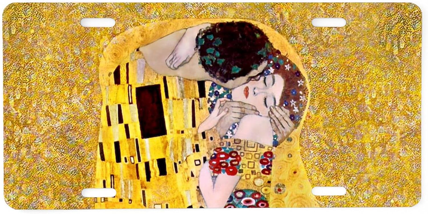 CafePress Klimt The Kiss Lovers Aluminum License Plate, Front License Plate, Vanity Tag