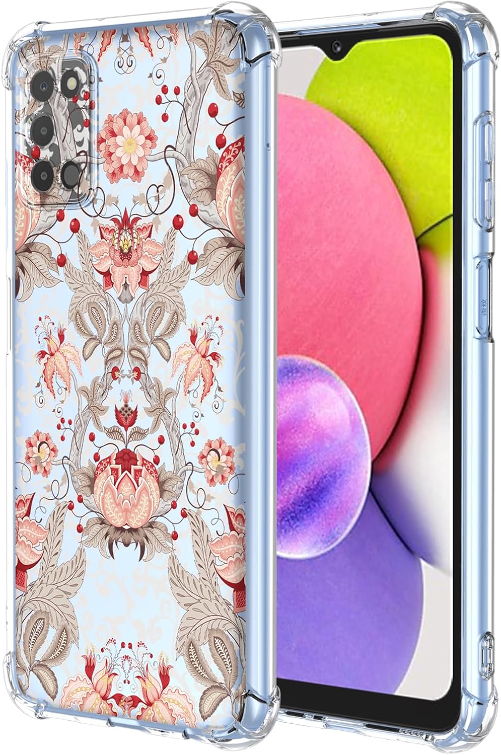 Case for Samsung A03S Galaxy A03S,Clear Flower Pattern,Soft TPU Silicone,Thin,Shockproof,Anti-Scratch Protective Cover for Samsung Galaxy A03S,Pink White Floral For Samsung Galaxy A03s Pink White Floral