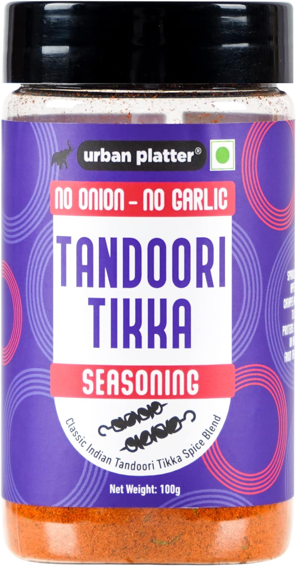 Urban Platter Jain Tandoori Tikka Seasoning, 100g (Smoky BBQ-style Spice Blend | Onion & Garlic- free | Great for Fries, Popcorn, Makhanas & Marinades)