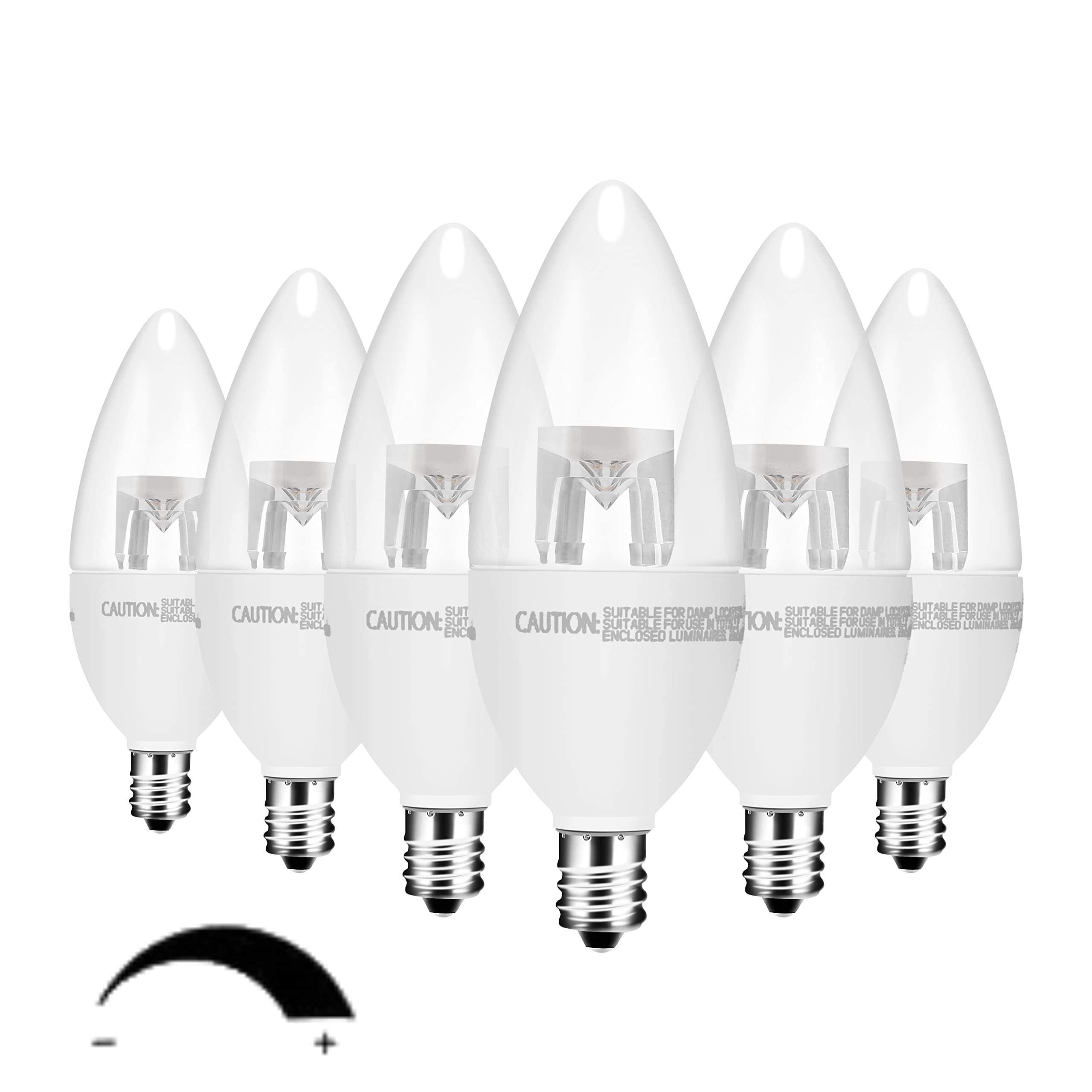 E12 Candelabra LED Light Bulbs Dimmable 25W Equivalent, 5000K Daylight 200lumens, 240°Beam Angle LED Candle Bulbs, Pack of 6