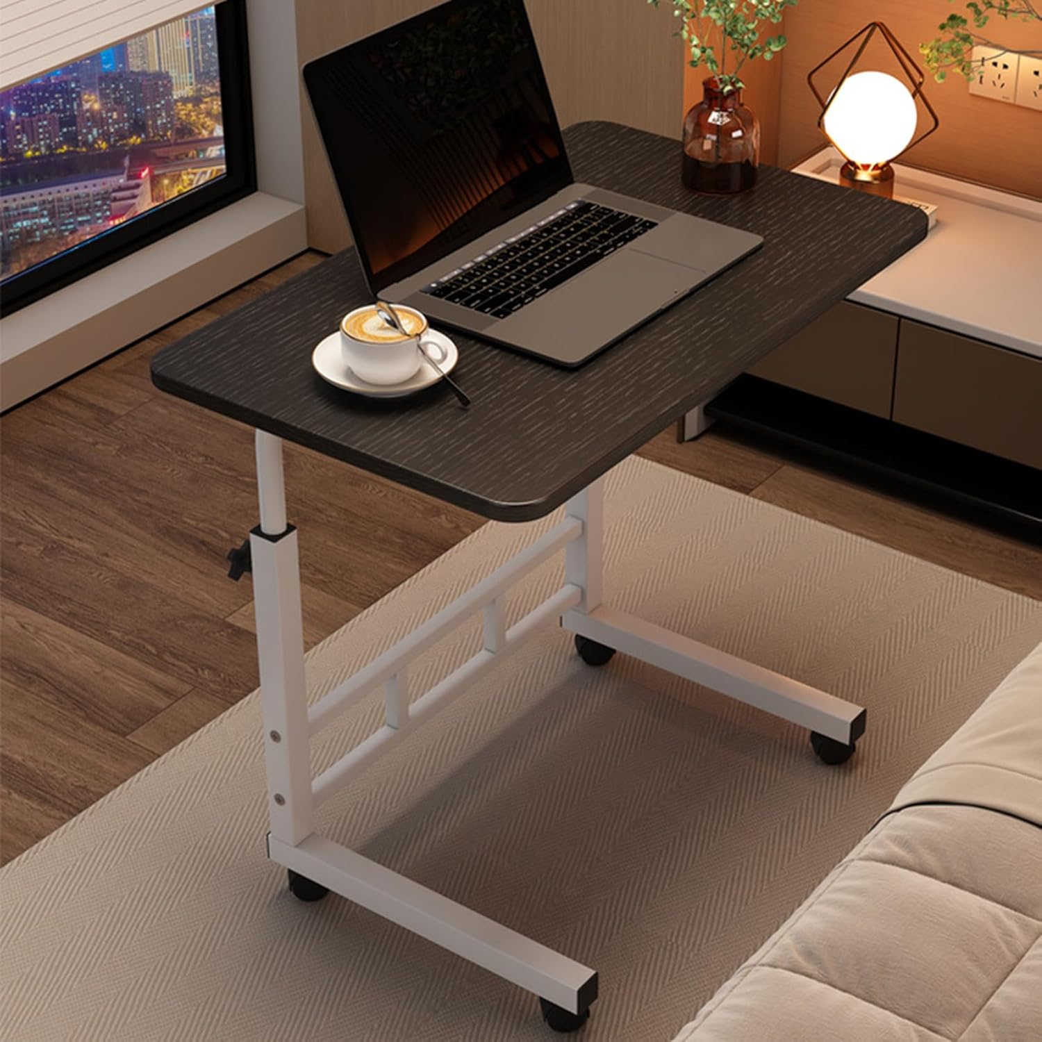 LJKI] 昇降デスク 360°回転 サイドテーブル 可移動ベッドテーブル PC