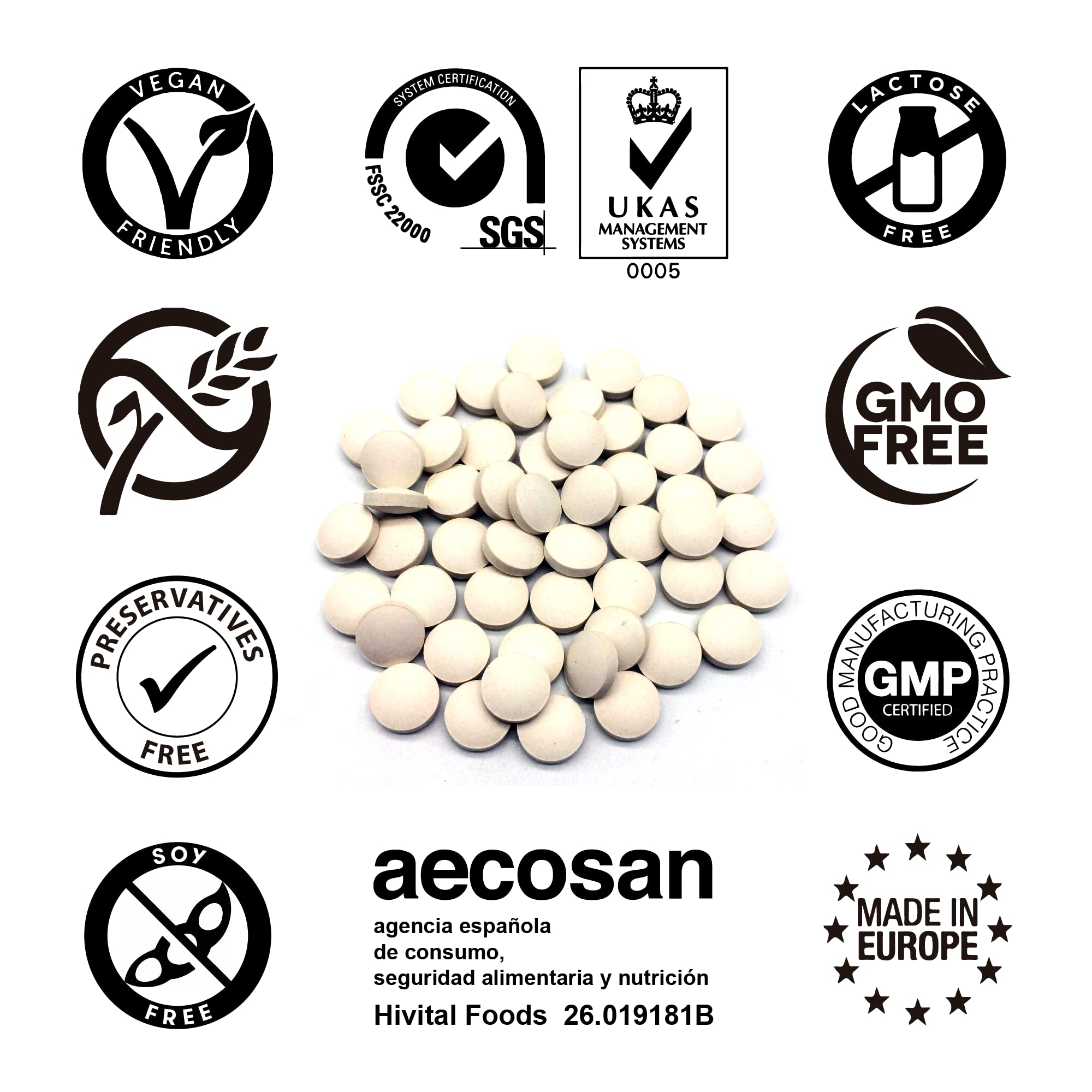 Vitamine K2 MK7 200 mcg. 240 comprimés végétaliens de vitamine K pour 8 mois de traitement. 200 mcg de vitamine K2 Menaquinone MK-7. Fabriqué en Europe par HIVITAL