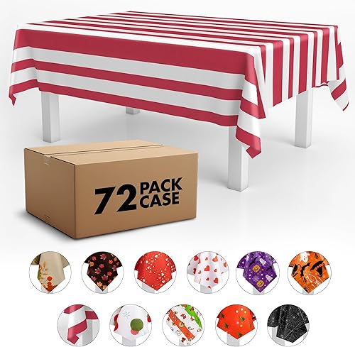 Miniatura 76 de Mantel de plástico de alta calidad - 54 in. x 108 pulgadas. Grandipity - Mantel rectangular (6 y 12 unidades), Azul cielo a cuadros Feliz