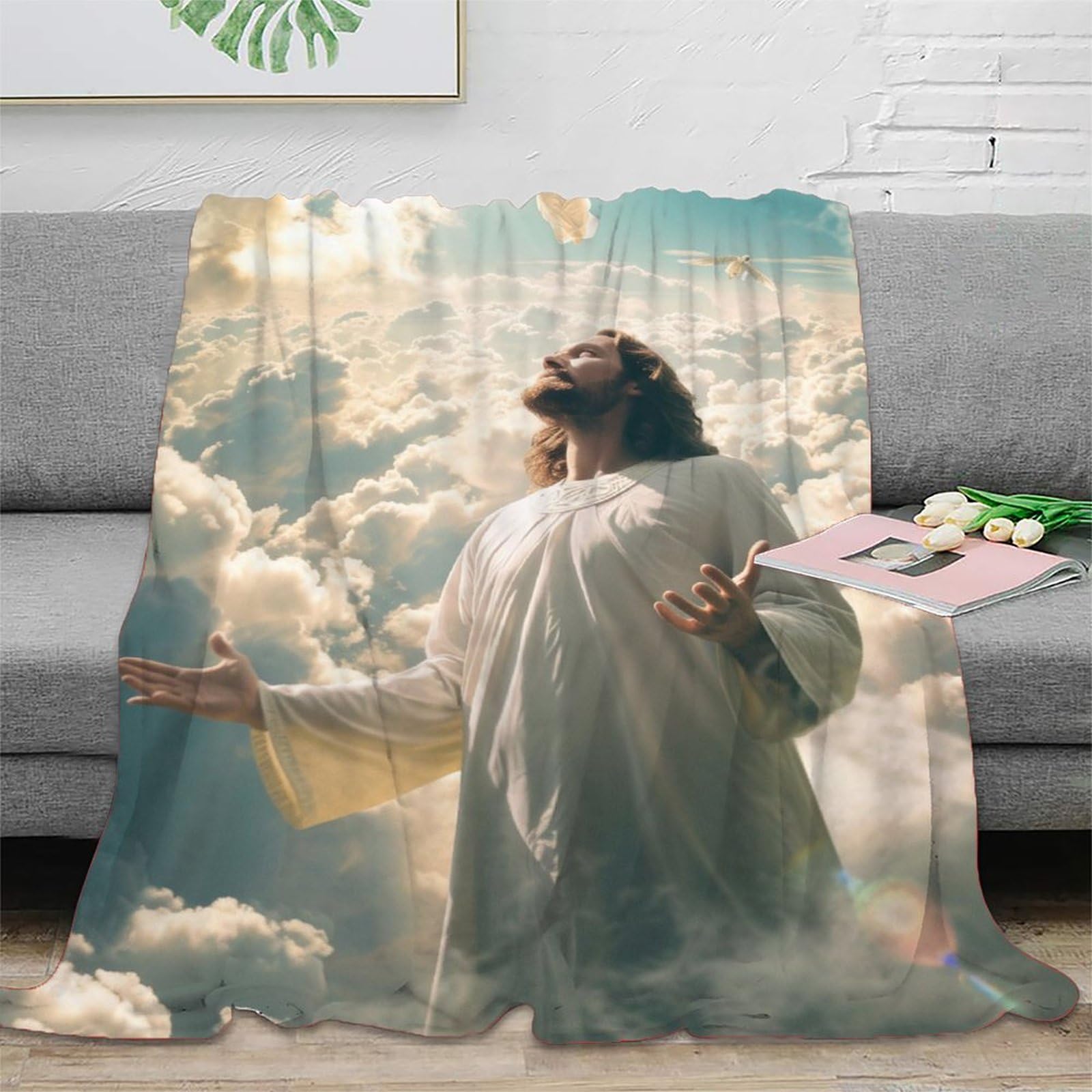Dhbaneiok Style-7 Mythical Jesus Gaming Blanket 3D Design Bed Blanket Bedding Decorative Throw Blanket Lightweight Cozy Plush For Living Room For Bed Couch Blanket Adult Kids 40X50inch(100X130cm)