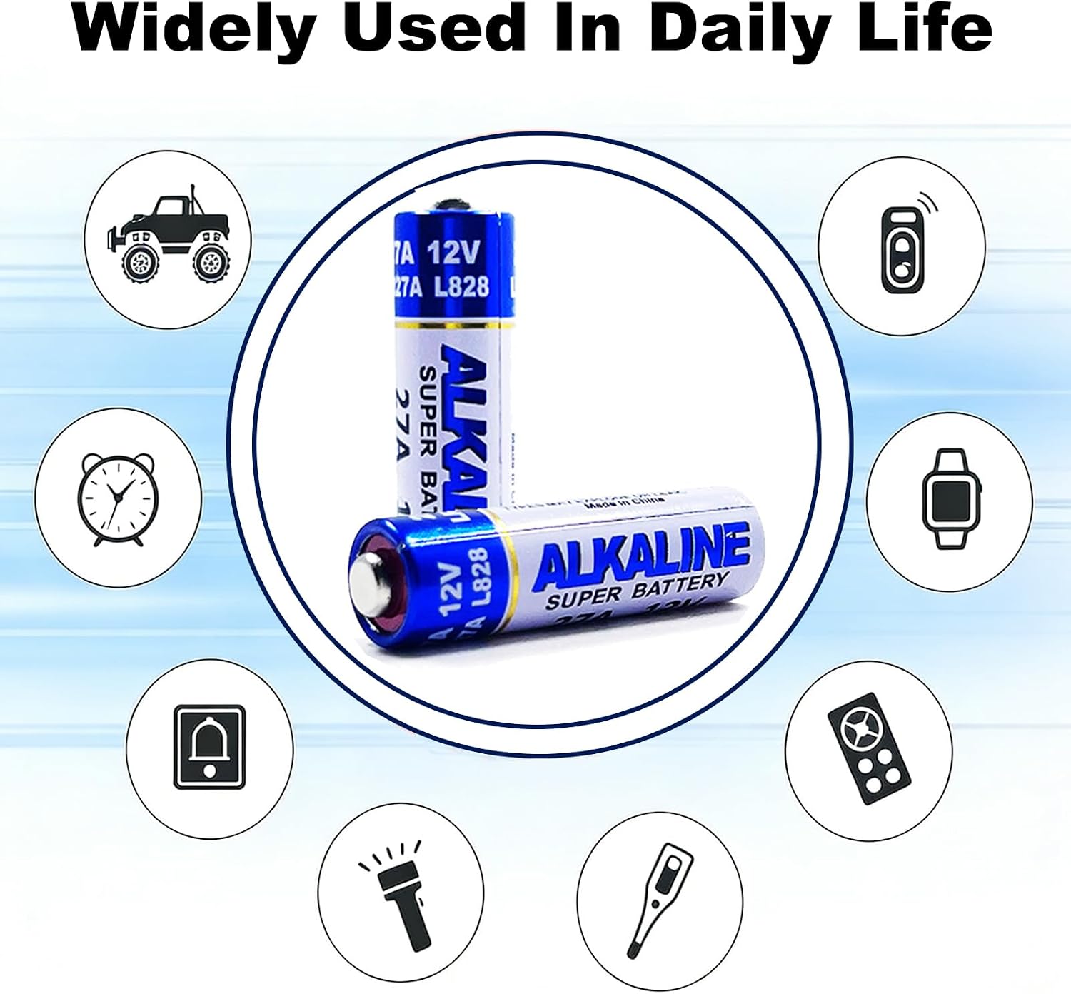 Toyohira 27A 12v Battery A27 Alkaline Batteries 5 Pack 27a Battery Replacement for GP27A, MN27, G27A, L828 for Remote, Garage Door Openers, Key Fobs, Long-Lasting, Leak-Proof image 3