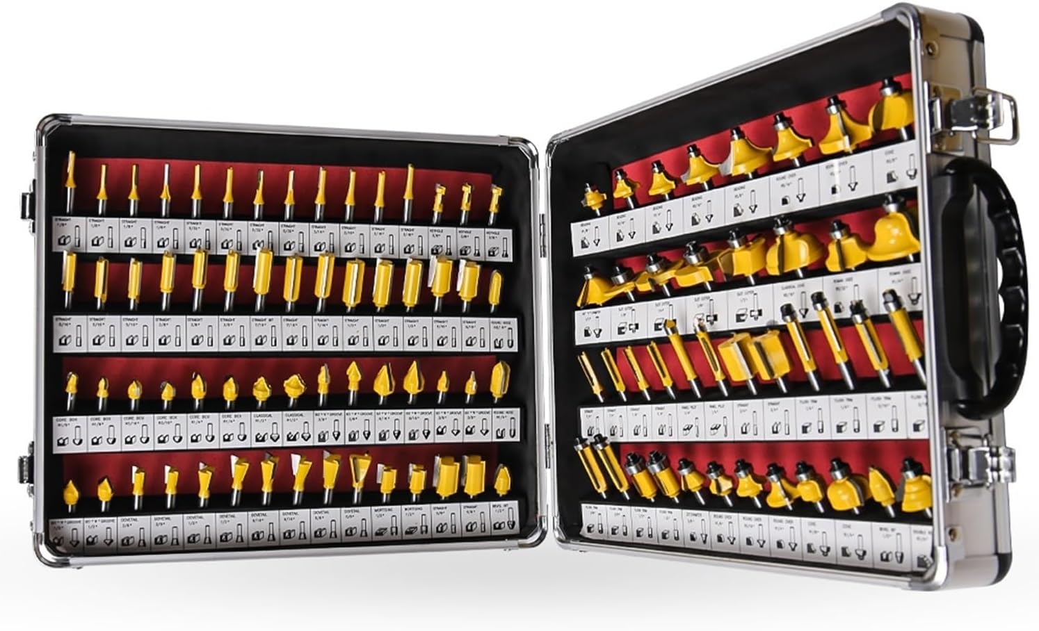 Spiral Groove 100Pcs 1/4" Router Bit Set Trimming Straight Milling Tungsten Carbide Broach bit Set