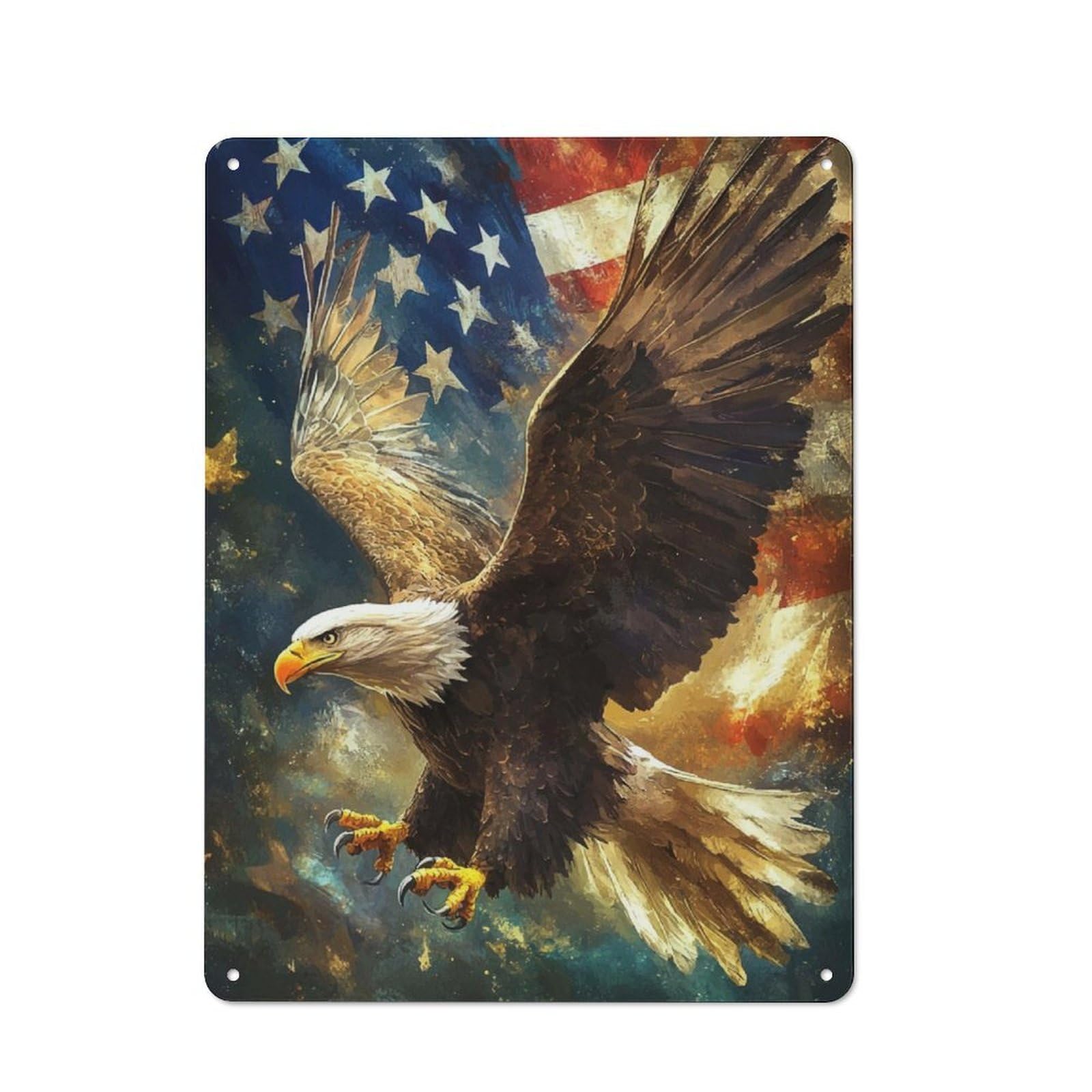 Junmoney American Bald Eagle Printed Metal Sign 40X30cm For Living Room Or Hallway, Suited To Hallway Decor Fans