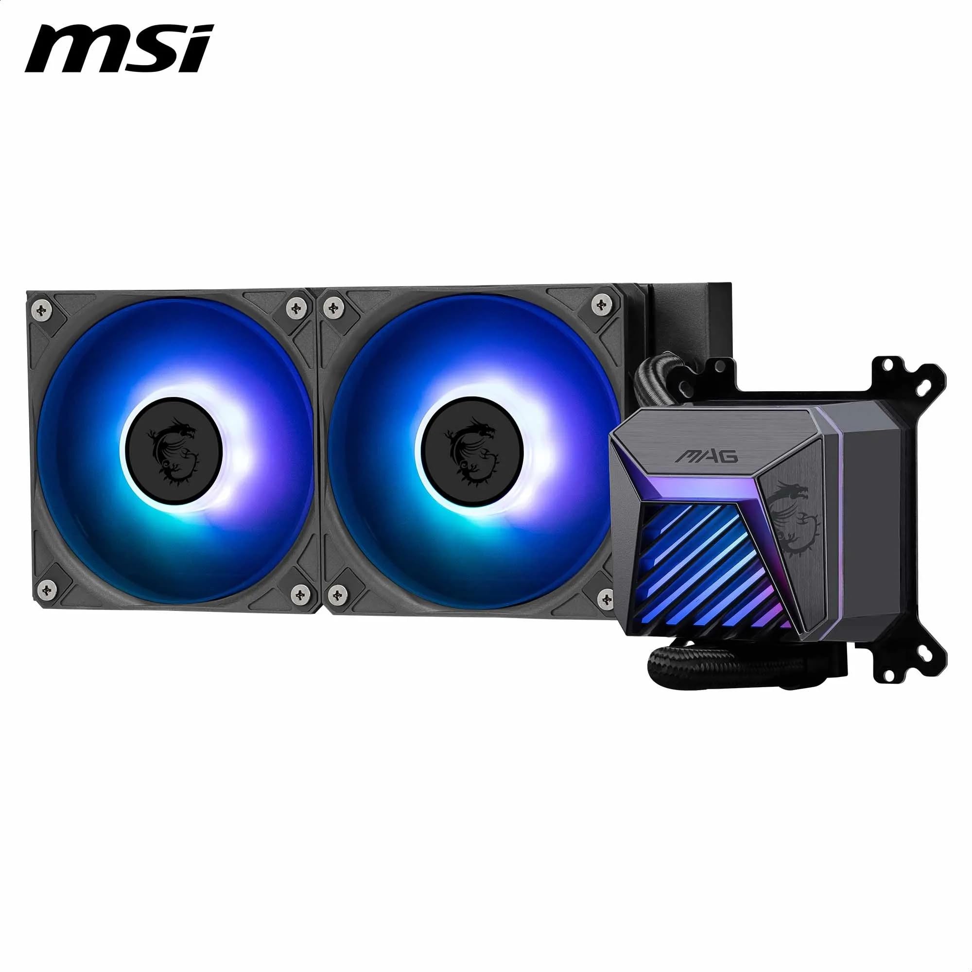 MSI MAG CORELIQUID A15 240 AIO CPU Liquid Cooler - Base de cobre con cobertura completa, diseño de canal de agua mejorado, ARGB GEN2, ventilador CycloBlade 9, radiador de flujo dividido, ventilador