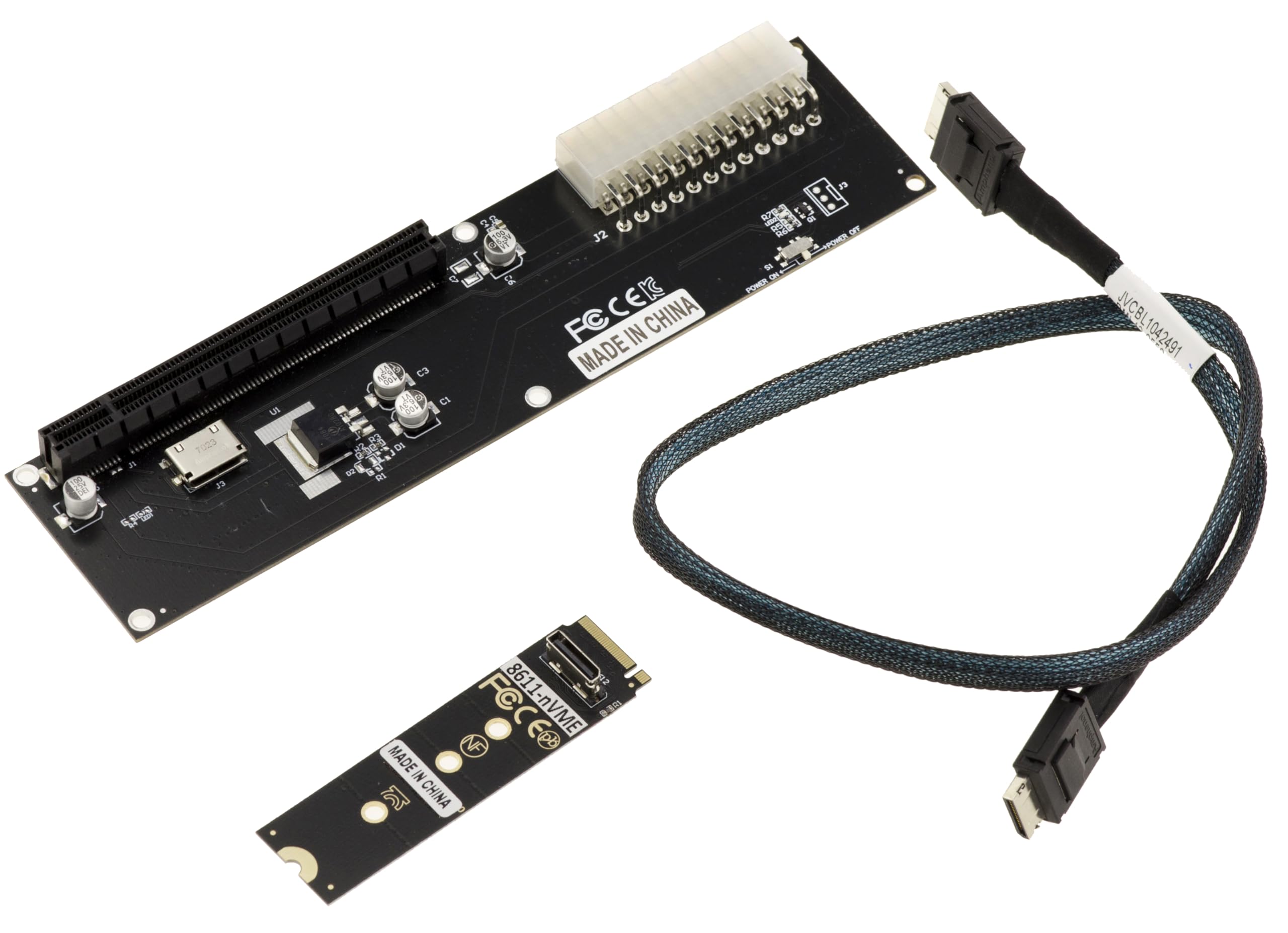 KALEA-INFORMATIQUE Piastra adattatore M2 NVMe M Key a PCIe 16x Gen 4.0 32G compatibile con qualsiasi scheda PCIe, comprese le GPU grafiche. Collegamento ad alta velocità Oculink SFF-8611