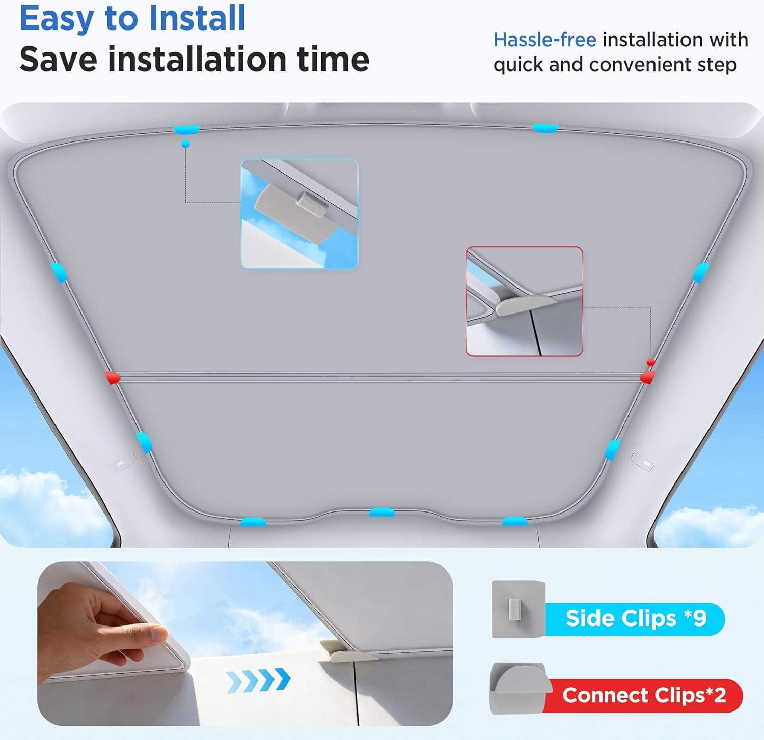 2026 Upgrade Sunshade Roof For Tesla Model Y Juniper 2025 2026 [No-Gap/Sag-Free] Heat Insulation Glass Roof Sunshade Sunroof for Tesla Model Y Accessories 2026 2025 Gray