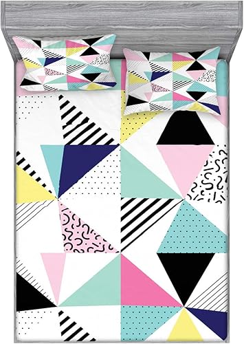 Ambesonne Juego de sábanas y fundas de almohada multicolor