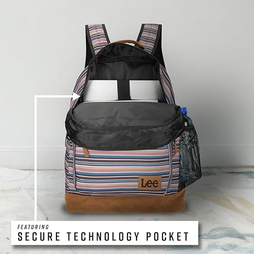 Miniatura 6 de Lee Authentic Jeans Company - Mochila de estudio para clase, funda acolchada para portátil de 15.6 pulgadas, Lee Rayas, Mochilas Daypack