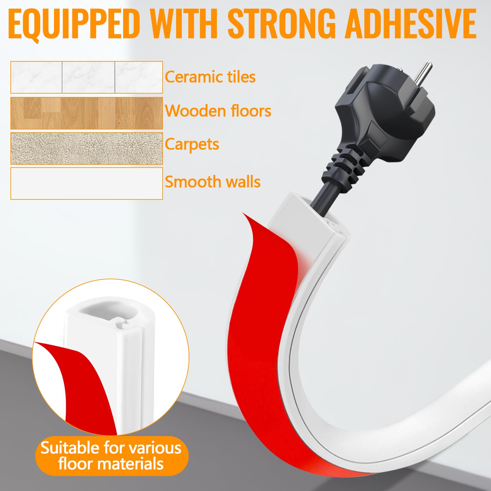 Cache Câble | Goulotte Passe Câble | Cache Câble Tv Mural | Cache MultIPrise | Passe Câble Mural | Gaine Range Câbles Avec Guide Diametre 22 Mm X Longueur 2 M Argent | Debflex | 760150