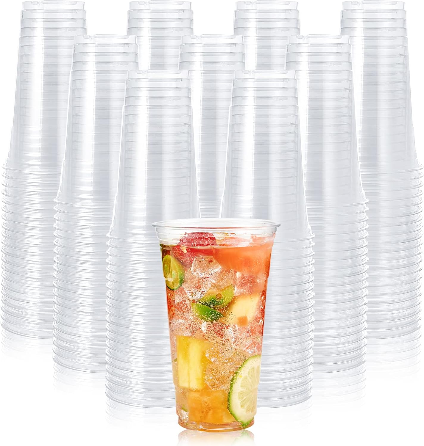 Lilymicky 600 Pack 24 oz Clear Plastic Cups, PET Disposable Drinking Cups, Crystal Clear, Perfect for Ice Coffee, Smoothie, Soda, or Any Cold Drinks