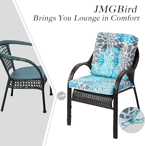 Miniatura 5 de Juego de cojín para asiento y respaldo para silla de exterior, juego de cojines de asiento profundo de 22 x 22 pulgadas, cojín de exterior para