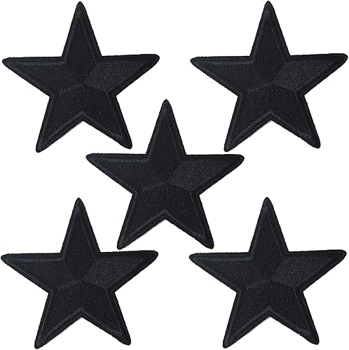 GYGYL - 5 parches de estrella negra, parche bordado para planchar para ropa, vestido, sombrero, calcetines, jeans, accesorios de bricolaje, 3.7