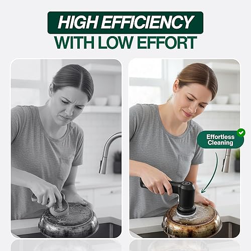 Miniatura 4 de Limpiador eléctrico giratorio, de mano y ergonómico, impermeabilización IPx7, 4 accesorios multiusos incluidos, batería recargable de larga duración